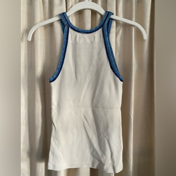 imogene + willie White Tank Top with Blue Trim - Picture 3 of 3